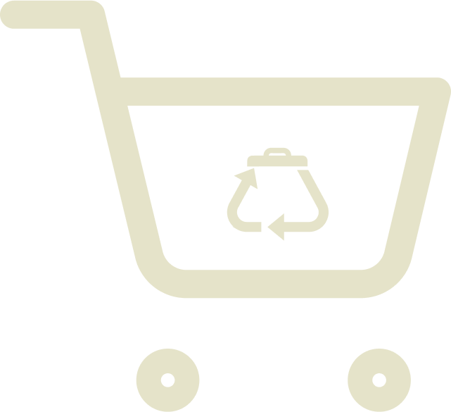 Shopping cart with recycling symbol